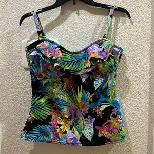 Island Escape Tankini Top with Ruffle Convertible with Adjustable Straps